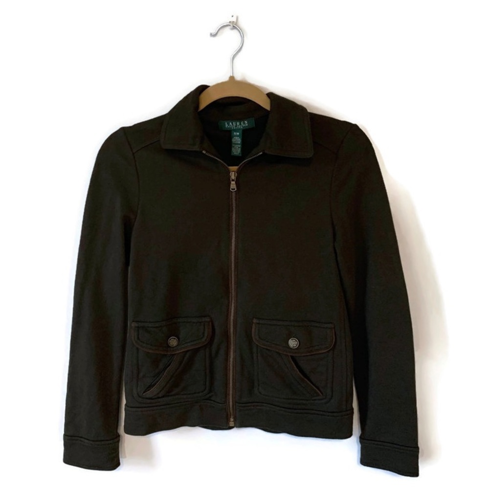 Lauren Ralph Lauren Petite Sweatshirt Green Zip Up